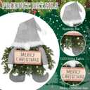 Christmas Lighted Wreath Gnome Xmas Gnome Door Wreath Artificial Santa Xmas Hanging Sign for Door Window Wall Decorations Farmhouse Christmas Home Decor(Silver)