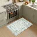 RELEANY Washable Area Rug, Large 10'x12', Green/White/Blue