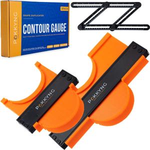 Contour Duplicator with Angle Finder - 10+5" Profile Gauge for Perfect Cuts in Woodworking & Tile Projects - V2 2025 Upgraded Pins Wont bend
