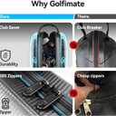 Golf Travel Bags for Airlines with Carbon Fiber Hard Top, Protective Club Traveling Cover with Wheel, Golf Club Carrier Case for Airplanes, Thick Padding, Durable Zippers and 2 Sided Spacious Pockets