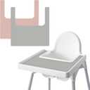 High Chair Placemat for IKEA Antilop Baby High Chair, 2 Packs Stain Resistant Non-Slip Toddler Silicone High Chair Place Mats Eating Table Mat (Blush/Gray) (Color 4)