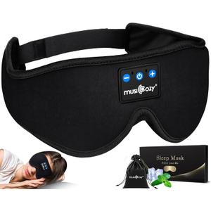 MUSICOZY Sleep Headphones, Bluetooth 5.4 Sleep Mask Headband Headphones Sleeping Eye Mask, Wireless Music Earbuds Earphones with HD Headphones Ultra-Thin Stereo Speakers for Side Sleepers Men Women (Black)