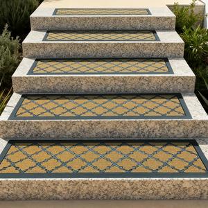 Stair Runners for Wooden Steps, Non Slip Stair Carpet Treads, 6 Pcs 30" x 8.5" Stair Mats Rug Heat Insulation Rubber Backing, Staircase Step Treads for Elders, Dogs & Kids, Coco Lattice.