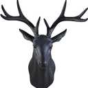 Deer Antlers Wall Sculpture 20 x 16 x 12 inches Faux Taxidermy Animal Wall Hanging (Black)