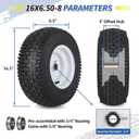 GICOOL 16x6.50-8 Tubeless Tire and Wheel, 16x6.5-8" Lawn Mower Tires, 3"-4.5" Offset Hub, 3/4" or 5/8" Bearing, Universal Fit Riding Mower and Garden Tractor Front Wheels, 4 Ply, Turf Pattern, 2 Pack