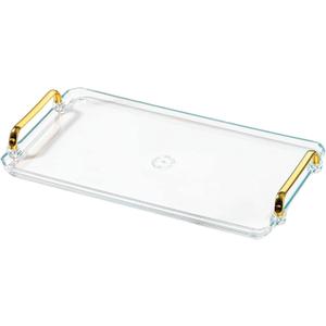 Acrylic Serving Tray with Handles Ottoman Countertop Decorative Tray Serving Tray Spill-Proof Tray for Coffee Table Living Room Bedroom 16 x 9 x 0.8 inches - (Transparent Color)