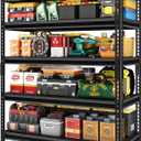 48" W Garage Shelving Heavy Duty2500LBS Loads Adjustable Garage Storage Shelves, 5-Tier Metal Shelving Units and Storage Racks Heavy Duty, 48W x 18D x 78HBlack