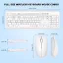 Wireless Keyboard and Mouse Combo, Full Size Silent Ergonomic Keyboard and Mouse, Long Battery Life, Optical Mouse, 2.4G Lag-Free Cordless Mice Keyboard for Computer, Mac, Laptop, PC, Windows(White)