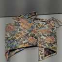 Dreay Womens Vintage Floral Print Grommet Lace Up Tie Front Corset Bustier Shapewear Top (XX-Large, Cream)