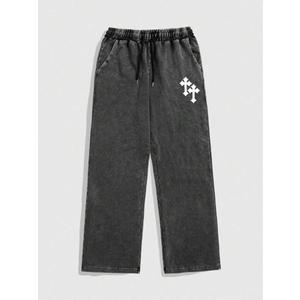 SOLY HUX Men's Y2k Sweatpants Drawstring Gothic Wide Leg Baggy Pants Fall Clothes Streetwear, M