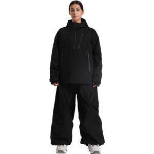 GSOU SNOW Women's Ski Jacket and Pants Set Baggy Snowboard Jacket Snow Suit Waterproof Windproof Hooded Coat (Black)