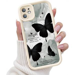 for iPhone 11 Case, Creative Butterfly Pattern Design for Girl Women, Soft Silicone Shockproof Anti-Scratch Protection Phone Cover for iPhone 11 (Ink Butterfly)