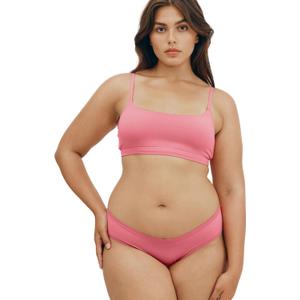 Organic Basics Women's Flex Scoop-Neck Cotton Bralette (XX-Large, Melon Pink)