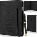 Fuyoooo 3 Pcs Father's Day Christian Gifts for Church Men Pastor's Appreciation Gifts Leather Bible Verse Portfolio Scripture Notebook Bible Pen Religious Portfolio for Pastor Ordained Minister