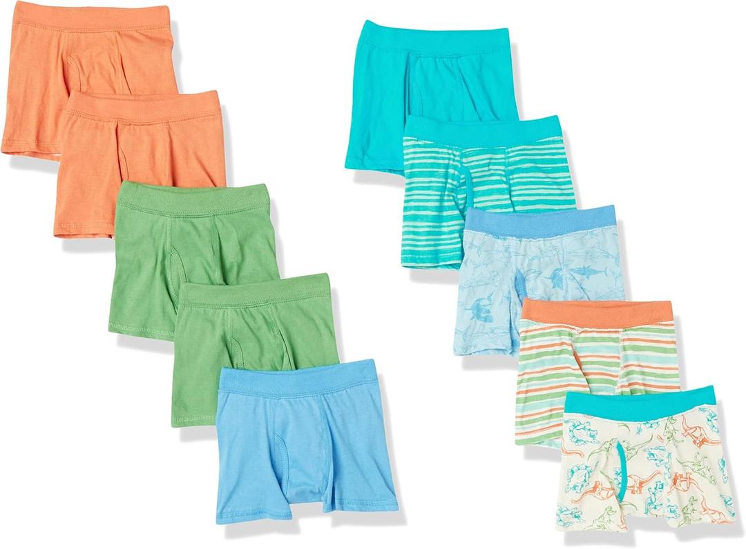 Hanes Boys' Pure Comfort Super Soft Tagless Smooth Underwear 10-Pack (4T, Boxer Briefs - Assorted - 10 Pack)