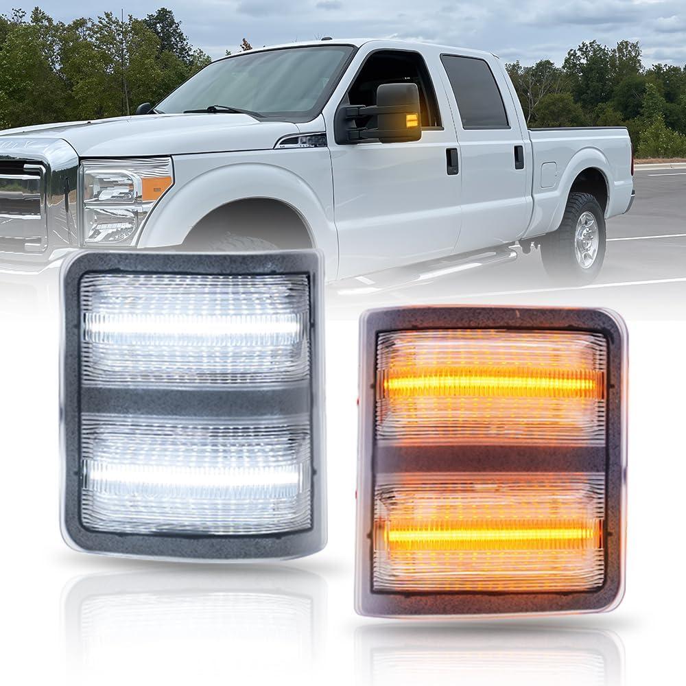Led Side Mirror Marker Lamp For Ford F250 F350 F450 F550 Super Duty 2008 2009 2010 2011 2012 2013 2014 2015 2016 Switchback White Led Running Parking Light Amber Led Turn Signal Light Clear Lens