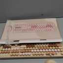 Wireless Keyboard and Mouse Combo, Ergonomic Full Size Typewriter Retro Round Keycaps Keyboard, Compatible with Windows, PC, Perfer for Home and Office Keyboards (Chocolate Color)