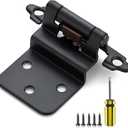 Ravinte 50Pack 25Pairs 3/8inch Inset Cabinet Door Hinges Kitchen Cabinet Hinges Black Semi-Concealed Hinges Face Mount Cabinet Hardware Self-Closing Cabinet Hinges with Door Bumpers&Screwdriver