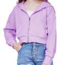 WULFUL Girls Casual Zipper up Sweatshirts Crop Jackets for Teens Purple (Purple)