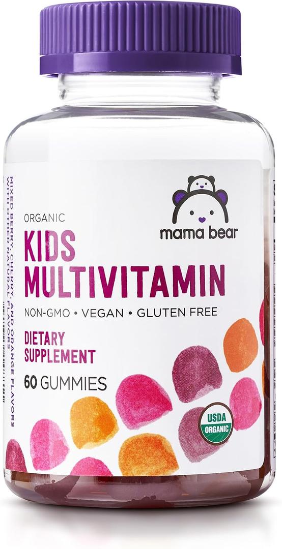 /26Amazon Brand - Mama Bear Organic Kids Multivitamin Gummies, Berry, Cherry & Orange, 60 Count, 1 Month Supply , BB: 05/26