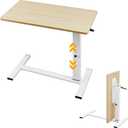 lumizone Foldable Overbed Table with Wheels Adjustable Height Bedside Desk 27.56"-36.61" Rolling Hospital Bed Table with Casters Medical Tray for Home Use Desk Over the Bed, 31.5 inches x 15.75 inches x 27.56-36.61 inches