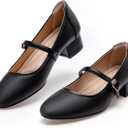Mary Jane Shoes Women Low Heels Dress Shoes Pumps Low Heel 2 Inch Chunky Heel Mary Janes Pumps with Adjustable Ankle Strap for Women Dressy Casual (5.5)