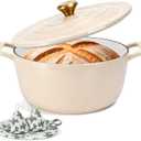 Enameled Cast Iron Dutch Oven - JINCHUFURI 5 Quart Cast Iron Dutch Oven Enameled Oven with Lid for Sourdough Bread Baking, Pre-Seasoned Pot Oven Safe