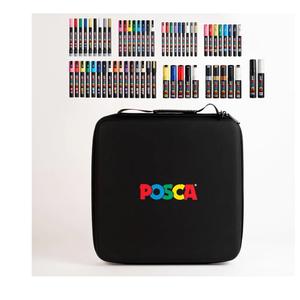 Posca Exclusive Acrylic Paint Markers Gift Set of 62 with Case, Great for Kids and Adults, For Coloring Decorations, Canvas, Glass or Wood, Includes 350, 1MR, 1M, 3M, 5M, 7M, 8K, & 17K