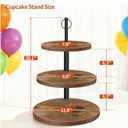 Cupcake Stand, 3 Tier Cake Stands Rustic Dessert Table Display Set Wood Cupcake Tower Cake Stand Tiered Tray Stand for Wedding Birthday Baby Shower 2 Pack