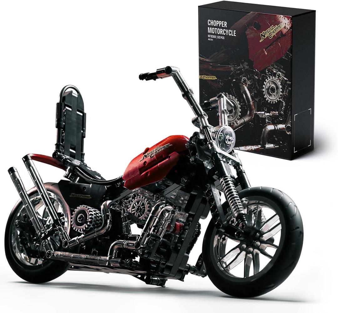 Nifeliz Chopper Motorcycle Building Set for Adults, Classic Vintage Motorbike Model Toy for Display, Collectible Gift for Motorcycle Fans (NF10308, 572 PCS)