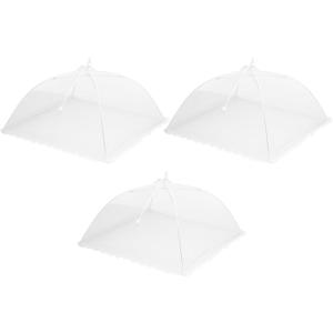 uxcell 3 Pcs Large and Tall Food Covers 15" Mesh Food Covers for Outdoors Collapsible Food Protector Covers Tent for Parties Outdoor Picnics BBQs, White