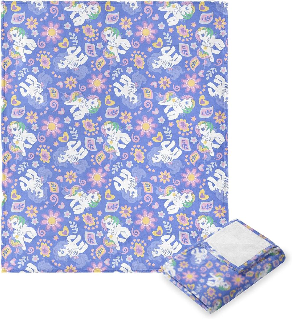 Northwest Hasbro My Little Pony, Retro Pony Florals, Silk Touch Throw Blanket, 50 x 60 Inches