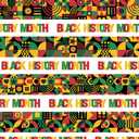 RUSPEPA Black History Month Wrapping Paper Roll, Mini Roll, 17 Inches x 16.4 Feet, Black, Green Red Yellow Geometry Pattern Design Gift Wrap Paper, Bright Colors for African BHM Festival Holiday Party