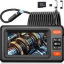 Dual Lens Endoscope Camera with Light, 1920P HD Borescope Camera with 4.3" LCD, 8 Adjustable LEDs, 16.4FT Semi-Rigid Cable & 32GB Card-IP67 Waterproof Inspection Borescope for Sewer/Drain/Pipe(Black)