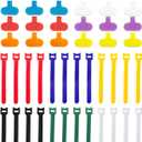 Cable Management Sets, 24 Pcs Multicolor Cable Labels and 24 Pcs Reusable Fastening Cable Ties - For Home, Office, Desk, Wire, Cable Organizer, Cord Management