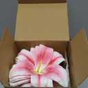 30 Pack Large Artificial Lilies Flower Heads with Realistic Stamens 5.9" Faux Fake Lily Flower Heads Bulk for DIY Crafts Cake Wedding Bridal Wreaths Table Home Party Decor(Light Pink)