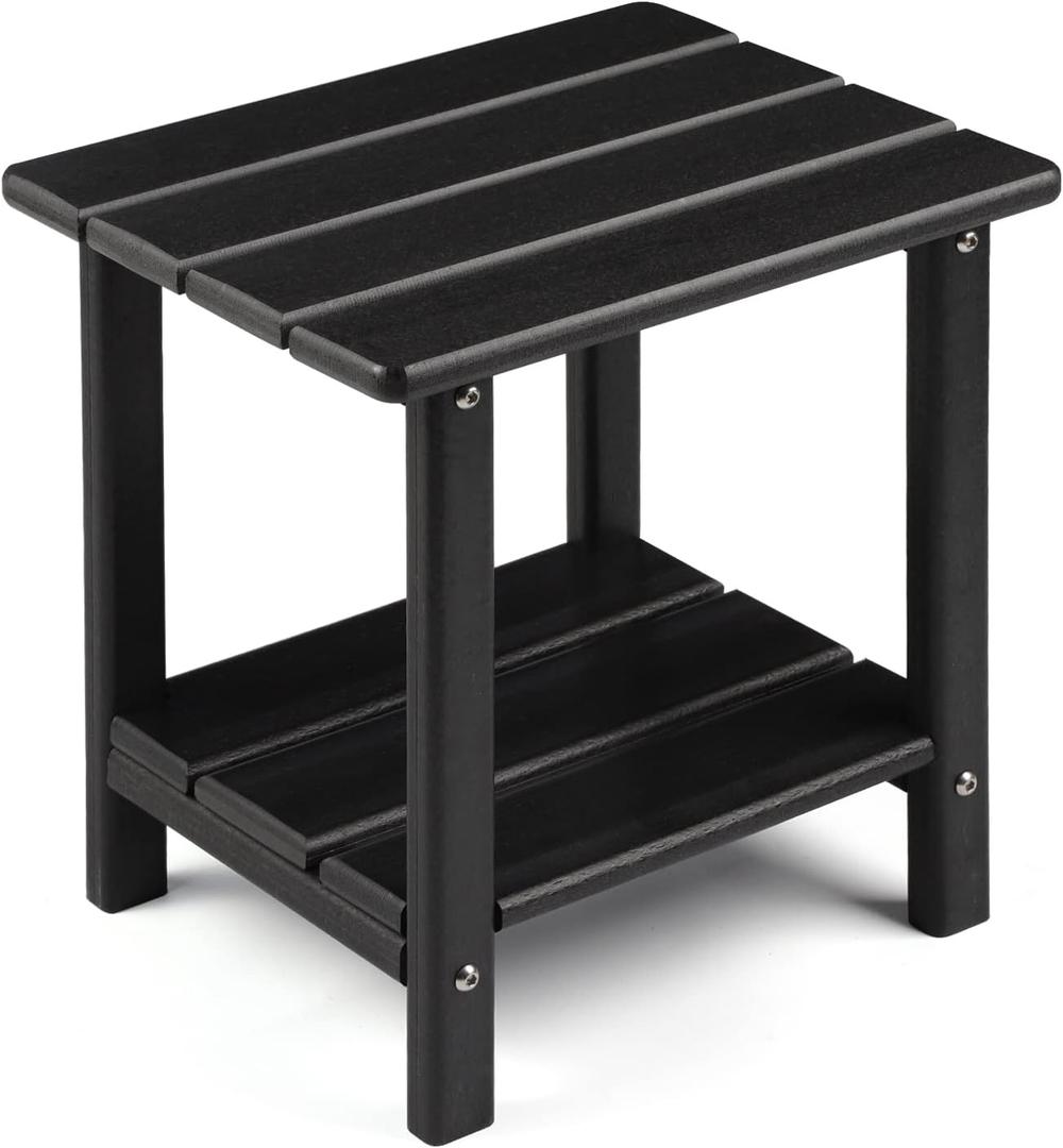 Apolimi Adirondack Outdoor Side Table, 2-Tier Sturdy Patio End Table Weather Resistant, 16.5" Solid Side Table for Patio, Pool, Porch