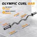 Olympic EZ Curl Barbell Bar 47", 2-Inch Curl Bars for Weight Lifting,Hip Thrusts,Squat,Biceps-Home Gym Chrome Curling Bar for 2 Inch Weight Plates -2 Spring Collars(500lb Weight Capacity)