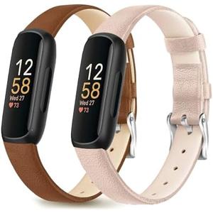 Dailatu Leather Band Compatible With Fitbit Inspire 3, 2, HR & Inspire Watch for Women Men, Slim Soft Wristband