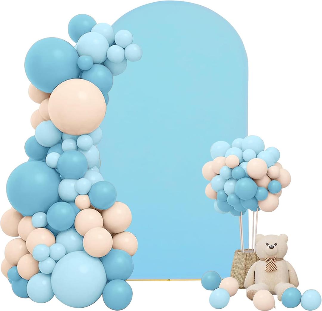 Wedding Arch Cover 7.2FT Baby Blue Spandex Fitted Arch Cover Round Top Stand Covers Double-Side Stretchy Chiara Cover Backdrop Cover for Wedding Banquet Birthday Party Ceremony Baby Shower Decoration