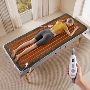 Bearhug Massage Table Warmer Heating Pad 30 x 71, Dark Grey Sherpa Wool Electric Heating Pad with 9 Hours & 10 Heating Levels, LED Controller, Machine Washable