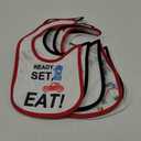 7Pcs Cotton Waterproof Baby Bibs Hook Loop Closure Newborn Bib Keepsake Baby Gift for Drooling Feeding Eating (Word)