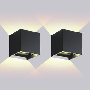 Outdoor Wall Lights 2PCS 3000k Wall Light Outdoor Porch Light Modern Wall Sconce up Down Light Outdoor Wall Light fixtures 20W LED Wall Pack Light, Black