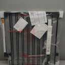 Cumbor 29.243" Baby Gate for Stairs, Wall-Mounted (Drill Required), Expandable No Bottom Bar Dog Gate, Auto Close Extra Wide Walk Thru, Pet & Toddler Proof Gate, Top & Bottom of Stairways(Black)