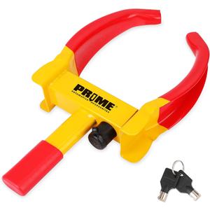 PR1ME Heavy Duty Wheel Lock Clamp with 2 Keys, Universal Anti Theft Trailer Wheel Lock for Cars SUV RV ATV Motorcycles &Golf Cart,High-Strength Carbon Steel with Soft PVC Coating,Fits 7" to 10.6" Tire
