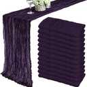12 Pack 10Ft Boho Cheesecloth Table Runner - 35x120 Inch Dark Purple Gauze Long Romantic Table Decor for Wedding, Bridal Shower, Birthday Party