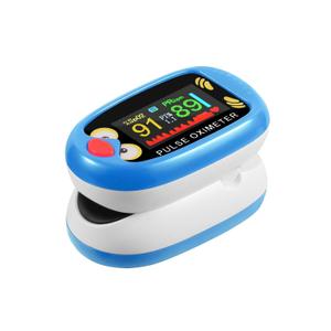 Fingertip Pluse Oximeter for Small Fingers, USB-C Rechargeable Oxygen Monitor, Cute Cartoon Design, Sports & Aviation Use, Applicable for Kids & Children (Blue)
