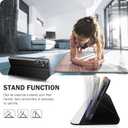 Phone Case for Samsung Galaxy A56 5G, Clear View Window Luxury Slim Mirror Case with Kickstand, Leather Hard PC Flip Shockproof Protective Cover (Black)