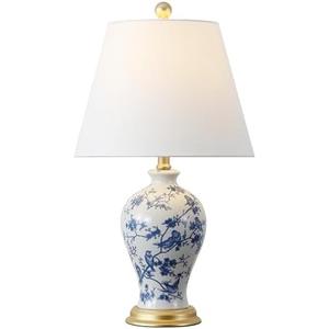 JONATHAN Y JYL3009B Grace 24" Floral Classic LED Table Lamp Cottage Traditional Bedside Desk Nightstand Lamp for Bedroom Living Room Office College Bookcase LED Bulb Included, Blue/White