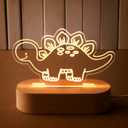 Dreyoo Dinosaur Christmas Night LED Light Acrylic Cute Nursery Night Lamp Xmas Bedside Lamp Decor Christmas Funny Gifts for Girls Boys Teens